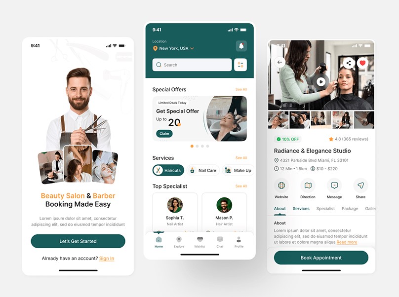 Salon Booking App UI UX Design Project